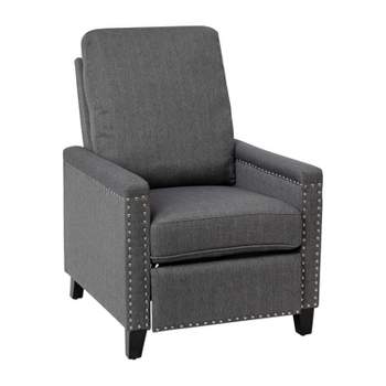 Merrick Lane Transitional Pushback Recliner with Pillow Style Back and Accent Nail Trim - Manual Recliner