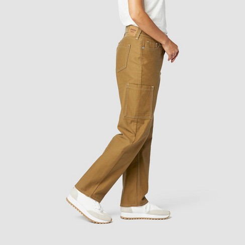 Mid Rise Loose Khaki Cargo Pants