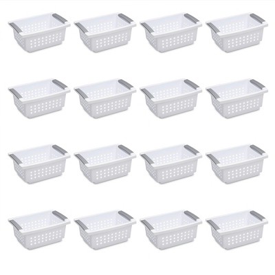 White Stackable Laundry Basket with Grey Handles