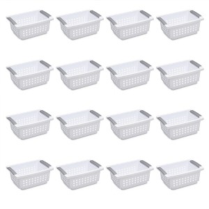 Sterilite Small Plastic Stacking Storage Basket Container Totes w/ Comfort Grip Handles and Flip Down Rails for Household Organization - 1 of 4