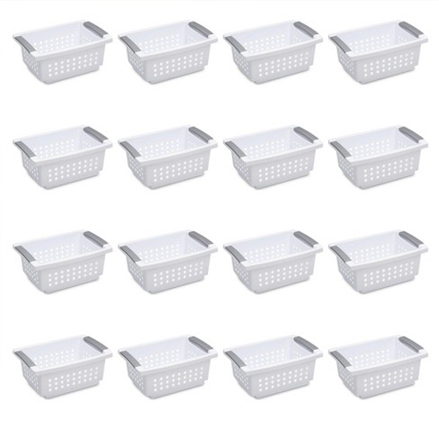 Sterilite Medium Sized Stackable Storage & Organization Basket, White (20 Pack)