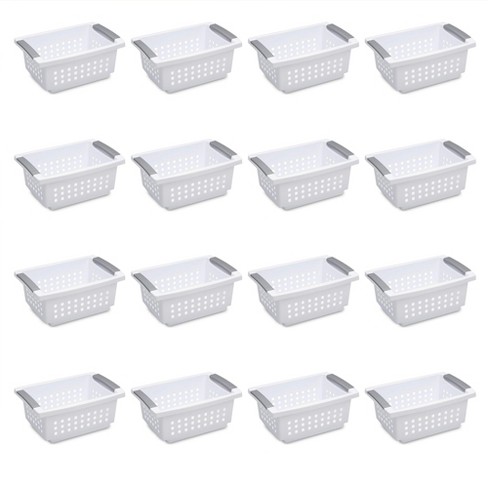 Sterilite 16608008 Small Stacking Basket With Vertical Stacking  Functionality And Titanium Accents For Organization In Home Or Office,  White (16 Pack) : Target