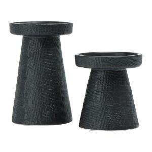 Storied Home Stoneware Pillar & Taper Candle Holders, Set of 2 - 1 of 4