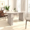 Mshliw Extendable Oval Dining Table for 4–8 People, Modern MDF Kitchen Table with Travertine Finish and Wooden Strip Base for Dining - 3 of 4
