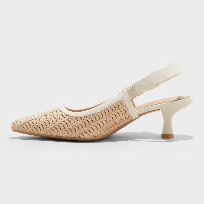 Women’s Milan Raffia Slingback Heels – A New Day