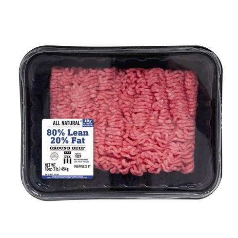 All-Natural 80/20 Ground Beef - 1lb - Market Pantry™ : Target