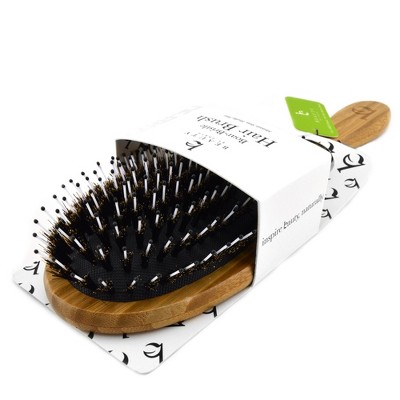 Beauty by Earth Bamboo Boar Bristle Hair Brush with Nylon Pins, Detangling Brush to Smoothe Hair