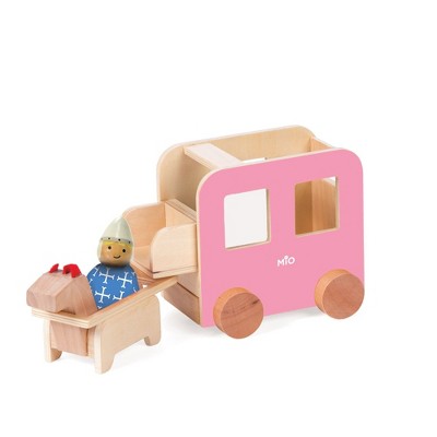 Manhattan Toy MiO Carriage + Horse + 1 Bean Bag Person Peg Doll Montessori Style STEM Learning Wooden Castle Playset Accessory