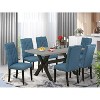 7-Piece Natural Oak Finish Solid Wood Top Dining Table with 6-Chairs with - 2 of 4