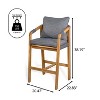 Porto Modern Coastal Tub Roped Acacia Wood Outdoor Bar Stool with Cushions and Armrests -JONATHAN Y - 3 of 4