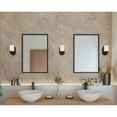 Rubbed Bronze 8" Wall Sconce with Etched Opal Glass