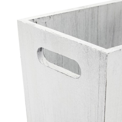 White-Washed Wooden Rustic Trash Can Set with Handles