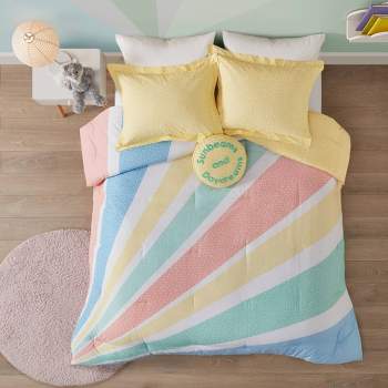Erin Rainbow Sunburst Reversible Cotton Comforter Set Yellow
