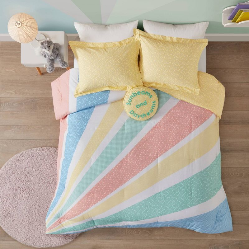 Erin Rainbow Sunburst Reversible Cotton Comforter Set Yellow, 1 of 19