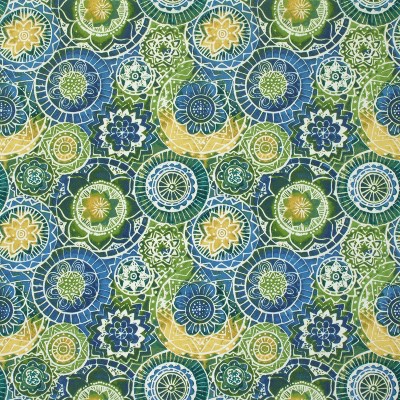 Watercolor Mandalas Outdoor Chair Cushion in Yellow, Blue, and Green