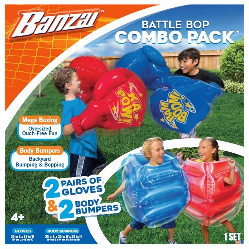 Banzai Battle Bop Combo Pack with Inflatable Gloves & Body Bumpers, 2 Pairs Each & Cool Canopy Bouncer Inflatable Slide & Shaded Backyard Bounce House, 2 of 7