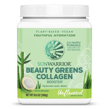 Beauty Greens Collagen Booster + Hyaluronic Acid and Biotin, Unflavored, Sunwarrior, 300gm