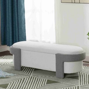 CAVINAS Storage Bench for Bedroom,Polyester Storage Ottoman Bench with Hidden Storage Space for Living Room,Bedroom,Gray/Beige - 1 of 4