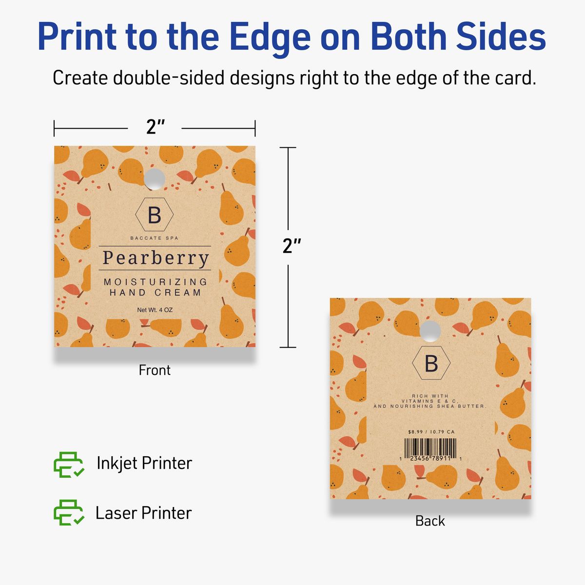 2" x 2" Square, Kraft Brown Printable Tags - thumbnail 6