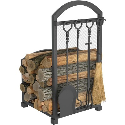 attop Wrought Iron Indoor Stove Accessories Firewood Rack Holder