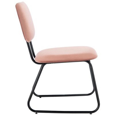 Chavelle Dusty Rose Velvet Upholstered Side Chair with Matte Black Frame