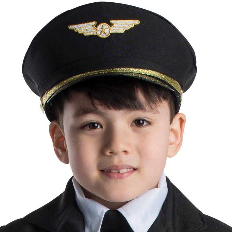 Dress Up America Pilot Hat - Black Airline Captain Cap for Kids, 1 of 2