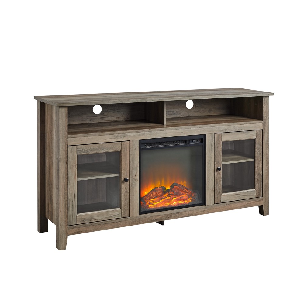 Ackerman Modern Transitional Tall with Electric Fireplace TV Stand for TVs up to 65" Gray Wash - Saracina Home