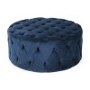 Grungis Velvet Round Benches,Modern Comfy Upholstered Ottoman,Ottoman Bench for Living Room,Bedroom - 4 of 4