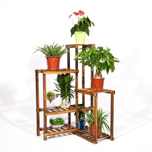 Artloge 6 Tier Pine Wood Plant Corner Stand Indoor Outdoor Flower Potted Holder Garden Planter Displaying Rack Space Saver - 1 of 4