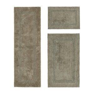 Lux Premium 100% Cotton  Ultra-Soft Tufted Solid Reversible 3 Piece Bath Rug Set, Water-Absorbent, Durable, Machine Washable Bathroom Rug - 1 of 4