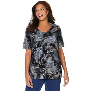 Catherines Suprema Short Sleeve V-Neck Tee - 1 of 4