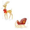 Angel Sar 47Inch Elk with 30Inch Sled, Golden Elk with Sleigh Decoration, Iron Frame with Cotton Thread, Outdoor Christmas Decor - 3 of 4
