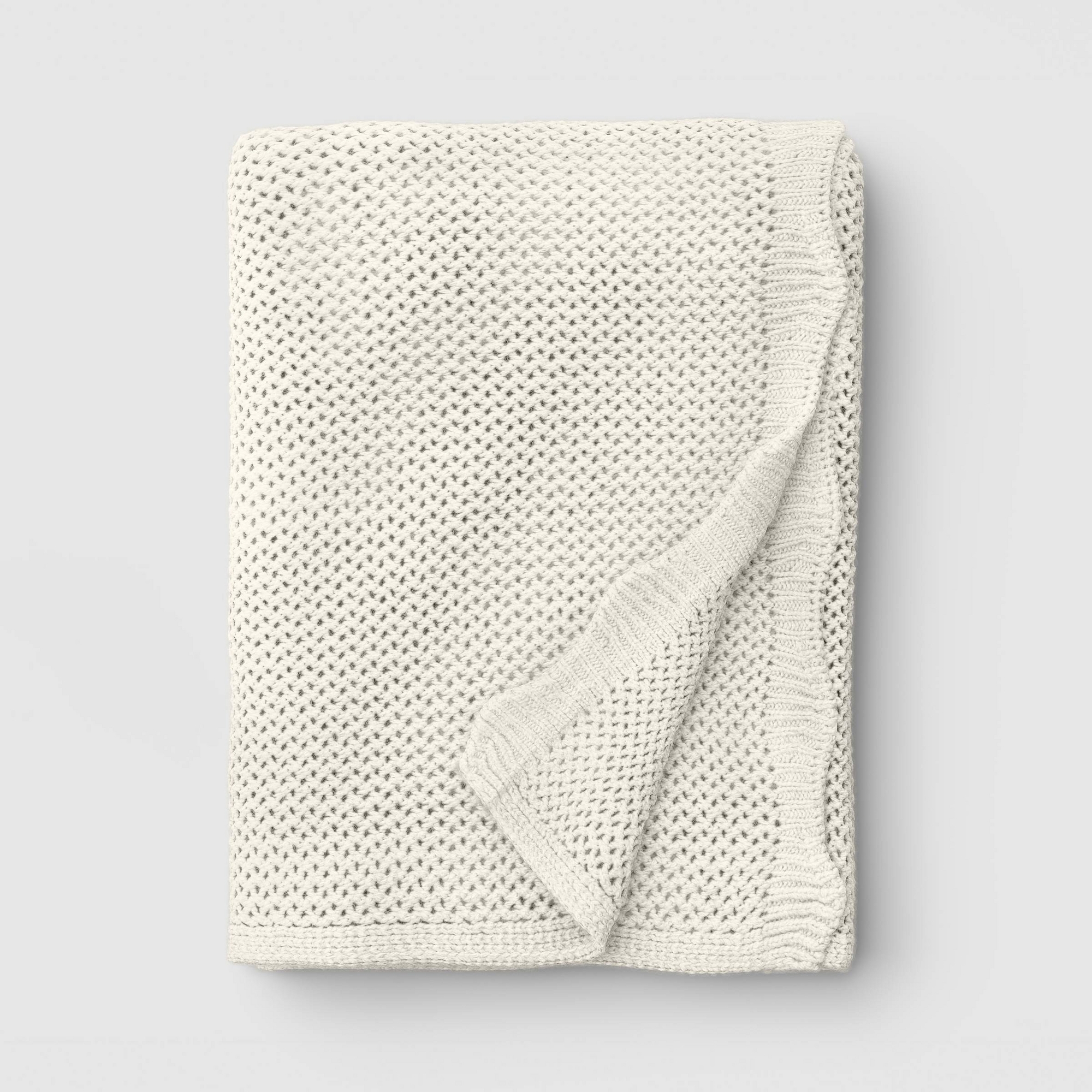 Knit Throw with Scalloped Edge Ivory - Threshold™