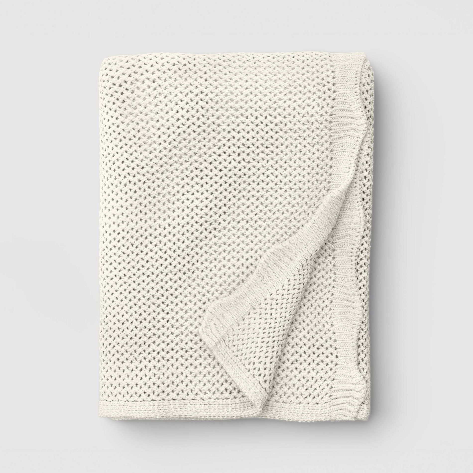 Knit Throw with Scalloped Edge Ivory - Threshold™