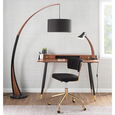 Tania Contemporary Black Velvet 28.5" Swivel Task Chair