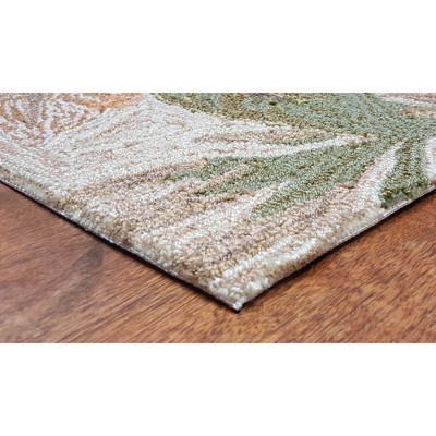 Tropical Leaf Beige and Green Hand-Tufted Indoor/Outdoor Rug