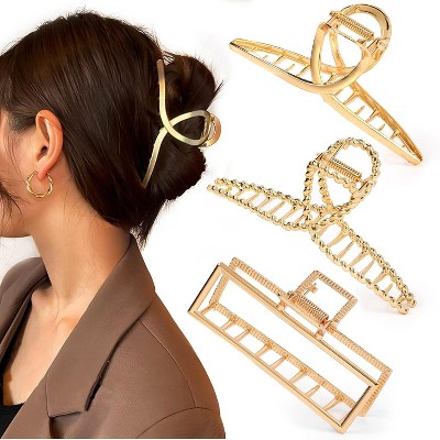 3 PCS Metal Large Claw Clips for Thick Heavy Hair, Strong Hold Big Non-Slip Hair Catch Barrette