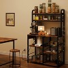 Bakers Rack with Power Outlet, Coffee Bar with Wire Drawer, Industrial Microwave Stand,6-Tier Kitchen Storage Rack with Hutch - 3 of 4