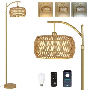 KTMBDW Dimmable Floor Lamp, LED Edison Bulb Included, Arc Floor Lamps for Living Room Modern Standing Lamp with Linen Shade for Bedroom Office - 1 of 4