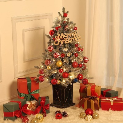 8-Mode LED Snowflake Christmas Tree - Battery Operated Mini Tree with Retro Bell Base for Home, Office, Indoor & Outdoor Decor