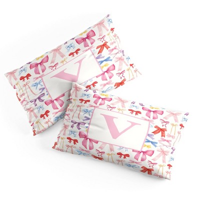 Deny Designs King April Lane Art Bows Monogram V Microfiber Printed Pillow Sham