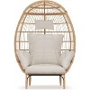 Modern Rattan Egg Chair - Waterproof Outdoor Patio Lounge Chair with Thick Cushion - 3 of 4