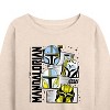 Women's - Star Wars - The Mandalorian Mando Helmet Grid Lightweight French Terry Wide Neck Long Sleeve Graphic Shirt - 2 of 4