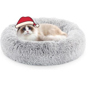 DOMETOUR Dog Bed Cat Bed, Round Donut Washable Pet Bed Plush Calming Dog Couch Cat Couch - 1 of 4