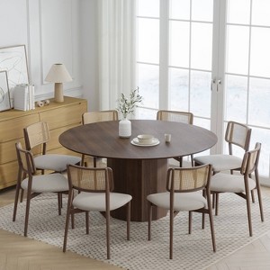 Dovelina Mid-Century Round Dining Table Wood Kitchen Table for 4 People - Walnut - 1 of 4