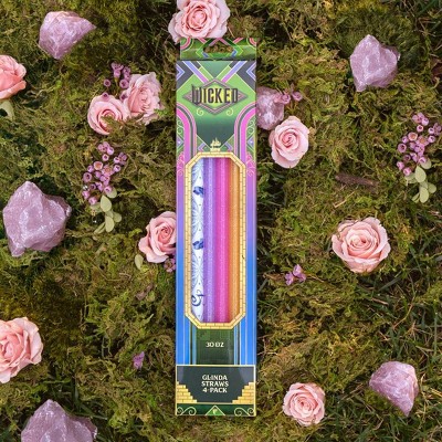 (Total 3 packs 12 straws)CharCharms 4pk 20oz, 30oz, 40oz Water Bottle Straws Wicked 2 Glinda