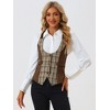 INSPIRE CHIC Women's Contrast Plaid Button Down Sleeveless Vintage Waistcoat - 4 of 4