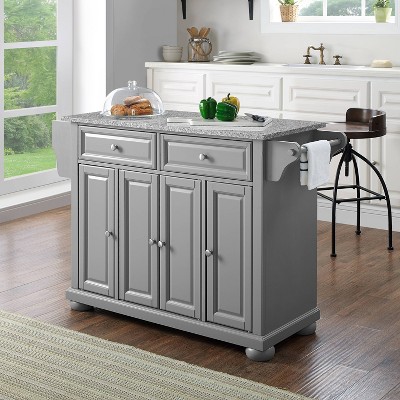 Alexandria Vintage Gray Granite Top Kitchen Island