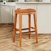 FONTOI 32" Upholstered Barstools with Fixed Seat Height, Bar Stools without Backs for Living Room Kitchen, Brown, 17"*32"*20" - 3 of 4