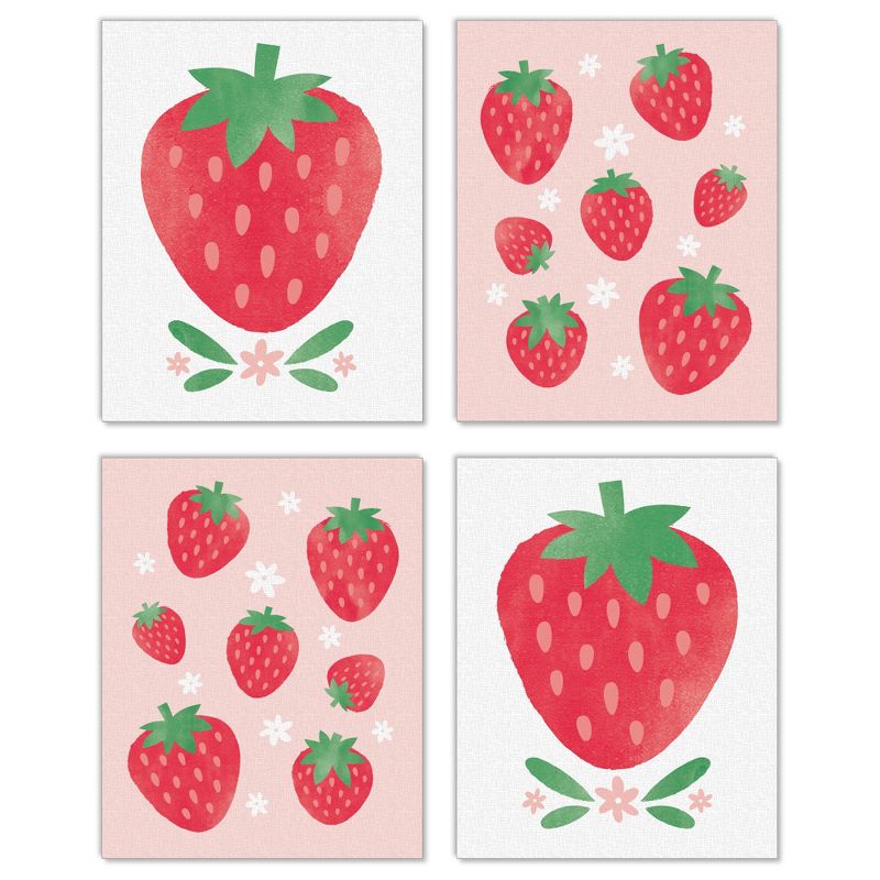 Big Dot of Happiness Berry Sweet Strawberry - Unframed Fruit Kitchen Linen Paper Wall Art - Set of 4 - Artisms - 8 x 10 inches, 1 of 7